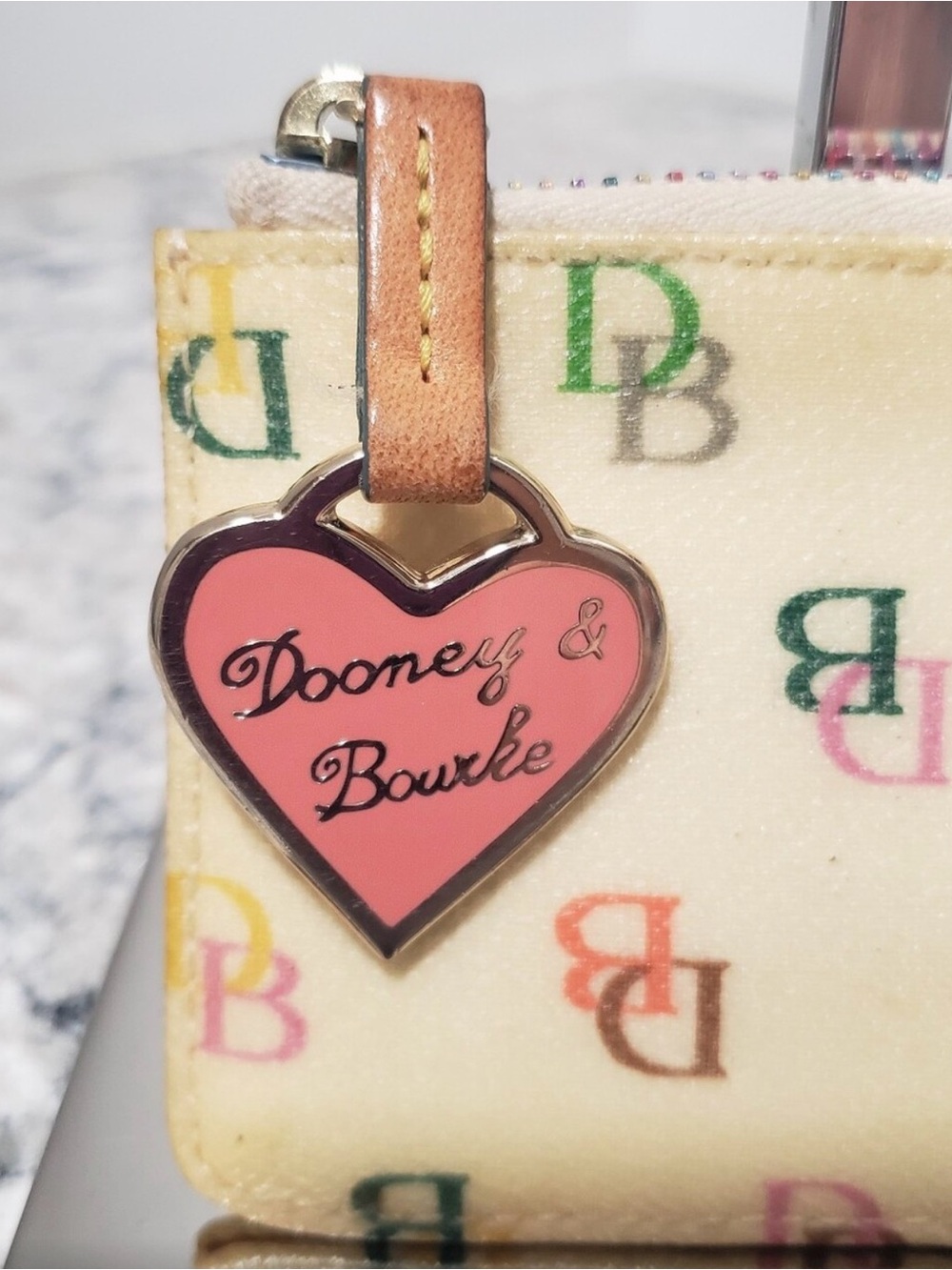 Vintage Dooney & Bourke Y2K Rainbow Monogram Keyring Coin Pouch - Picture 2 of 12